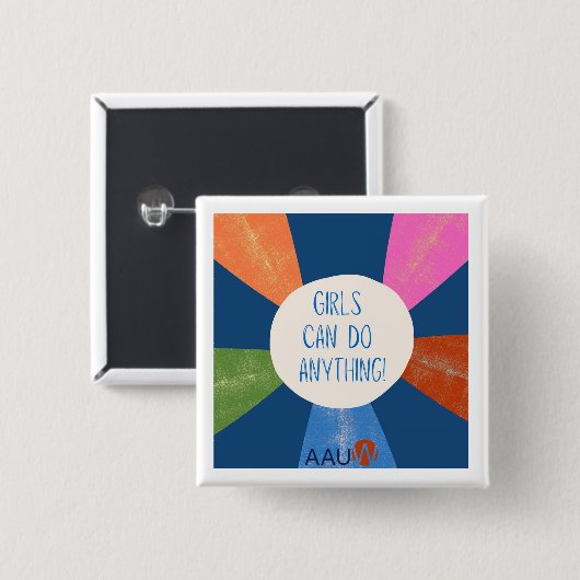 AAUW-Button Vierkante Button 5,1 Cm (Voorkant /achterkant)