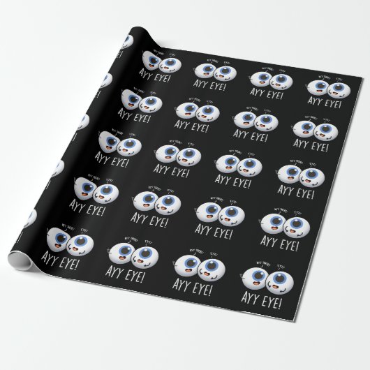 Aay Eye Funny AI Pun Dark BG Cadeaupapier (Uitgerold)