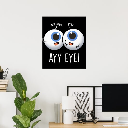 Aay Eye Funny AI Pun Dark BG Poster (Thuiskantoor)