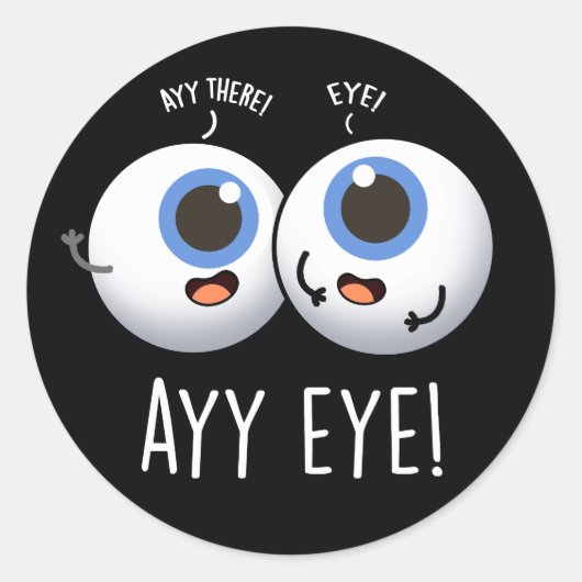 Aay Eye Funny AI Pun Dark BG Ronde Sticker (Voorkant)
