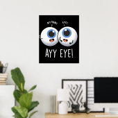 Aay Eye Funny AI Pun Donkere Achtergrond Poster (Thuiskantoor)