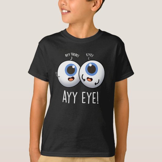 Aay Eye Funny AI Pun Donkere BG T-shirt (Voorkant)