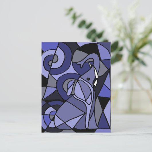 AB- Abstracte art Elephant Briefkaart (Staand voorkant)