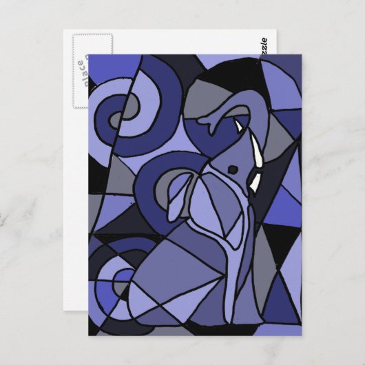 AB- Abstracte art Elephant Briefkaart (Voorkant / Achterkant)