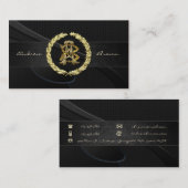 AB & BA Monogram [Gold+Fabric] Visitekaartje (Voorkant / Achterkant)