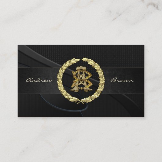 AB & BA Monogram [Gold+Fabric] Visitekaartje (Voorkant)