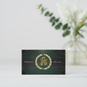 AB & BA Monogram [Goud + Leer] Visitekaartje (Staand voorkant)