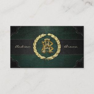 AB & BA Monogram [Goud + Leer] Visitekaartje