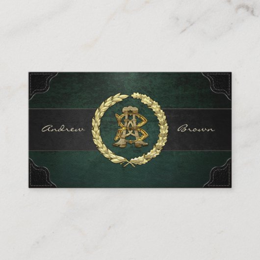 AB & BA Monogram [Goud + Leer] Visitekaartje (Voorkant)