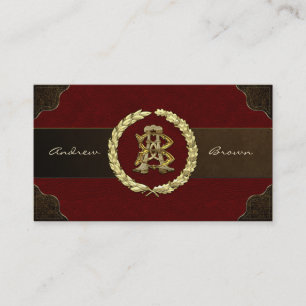 AB & BA Monogram [Goud + Leer] Visitekaartje