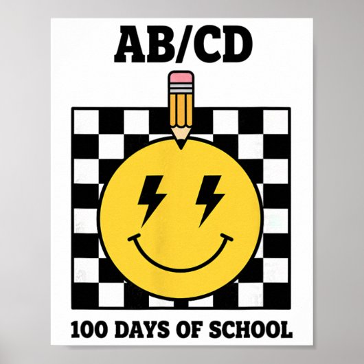 Ab Cd 100 dagen school kinderen potlood schaakbord Poster (Voorkant)