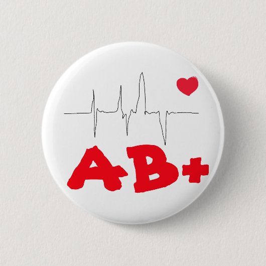 AB+ Funky Blood Type Heart Rate Button (Voorkant)