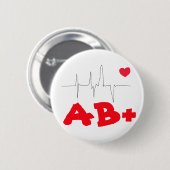 AB+ Funky Blood Type Heart Rate Button (Voorkant /achterkant)