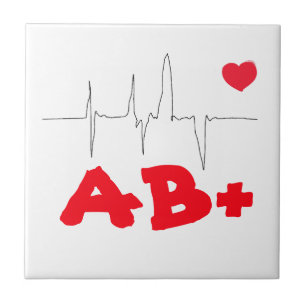 AB+ Funky Blood Type Heart Rate Medical Tegeltje