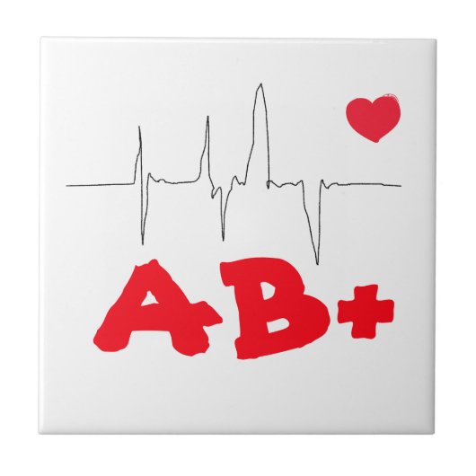 AB+ Funky Blood Type Heart Rate Medical Tegeltje (Voorkant)