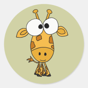 AB- Grappige Giraffe Cartoon Ronde Sticker