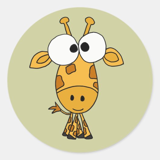 AB- Grappige Giraffe Cartoon Ronde Sticker (Voorkant)