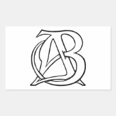 AB Monogram Rechthoekige Sticker (Voorkant)