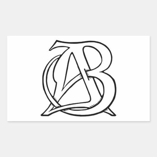 AB Monogram Rechthoekige Sticker (Voorkant)