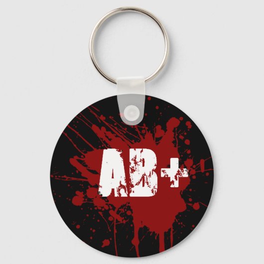 AB positief bloedtype donatie Vampire Zombie Sleutelhanger (Voorkant)