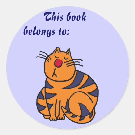 AB- Schattige Funny Cat Book Sticker (Voorkant)