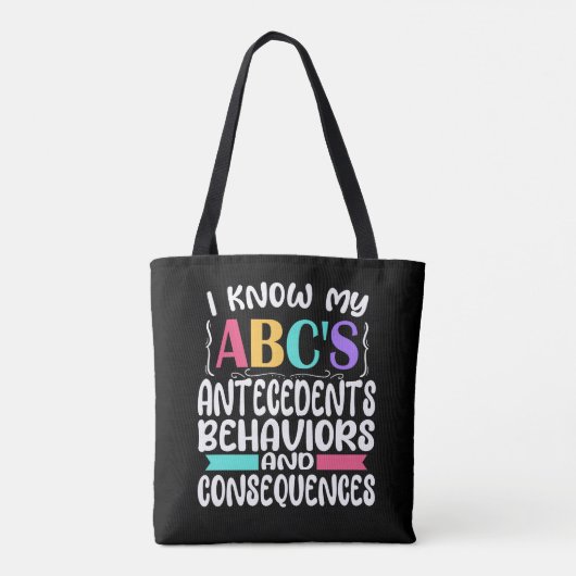 ABA Therapist Gift ABCs Behavior Analyst Autism Tote Bag (Achterkant)