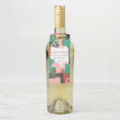 Ababstract rood, roze en groene vrolijke kerst flessenhanger (Op fles)