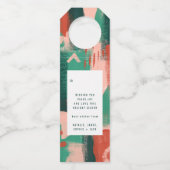 Ababstract rood, roze en groene vrolijke kerst flessenhanger (Achterkant)