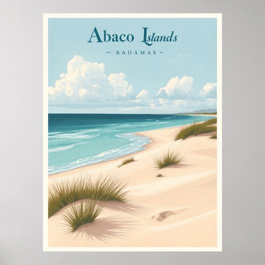 Abaco-eilanden, Bahama's – Kustduinen Vintage Poster (Voorkant)