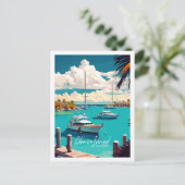 Abaco Island Bahama vintage reisillustratie Briefkaart (Staand voorkant)