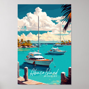 Abaco Island Bahama vintage reisillustratie Poster