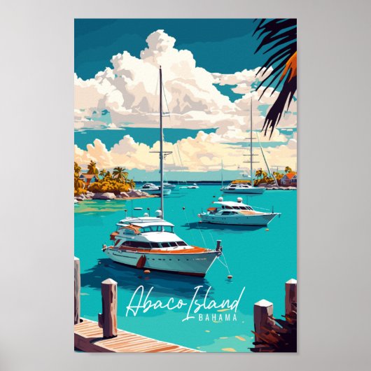 Abaco Island Bahama vintage reisillustratie Poster (Voorkant)