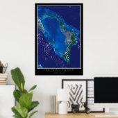 Abaco Islands Bahamas van Space Satellite Map Poster (Thuiskantoor)