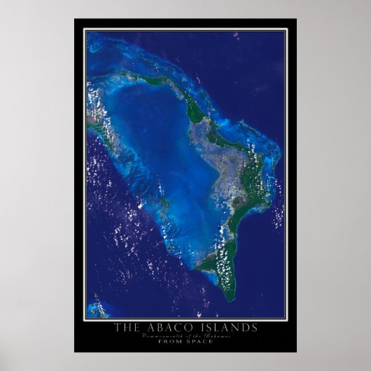 Abaco Islands Bahamas van Space Satellite Map Poster (Voorkant)