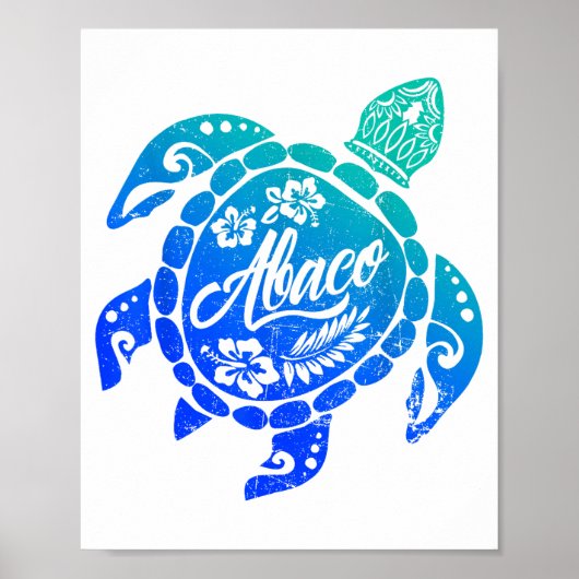 Abaco Tribal Sea Turtle Bahama's strandvakantie Poster (Voorkant)