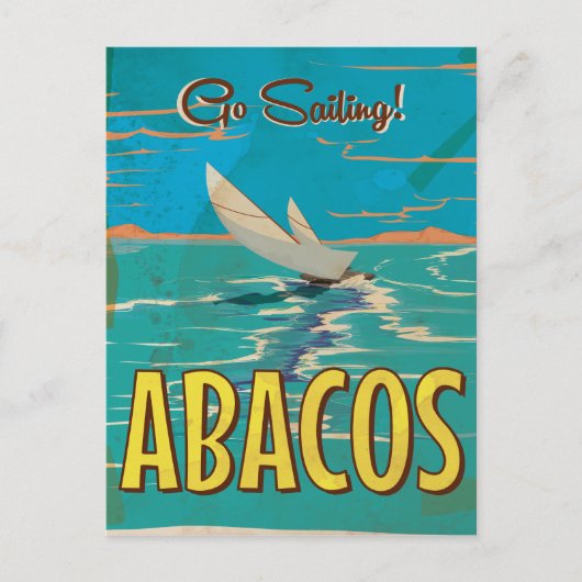 Abacos-eilanden vintage reisposter briefkaart (Voorkant)