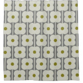 Abacus Bloem en kleine stengelpatroon wit & Grijs Douchegordijn (Voorkant)