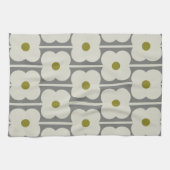 Abacus Bloem en kleine stengelpatroon wit & Grijs Theedoek (Horizontaal)