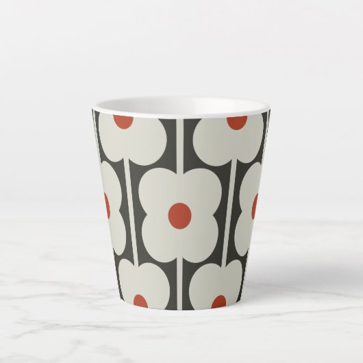 Abacus Bloem Tomaat Rood Raster Patroon Latte Mok (Voorkant)