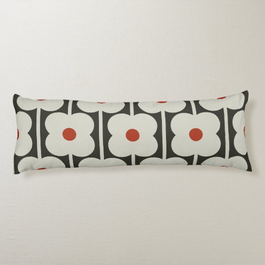 Abacus Bloem Tomaat Rood Raster Patroon Lichaamskussen (Achterkant)