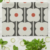 Abacus Bloem Tomaat Rood Raster Patroon Theedoek (Gevouwen)