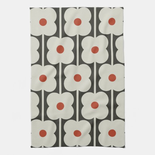 Abacus Bloem Tomaat Rood Raster Patroon Theedoek (Verticaal)