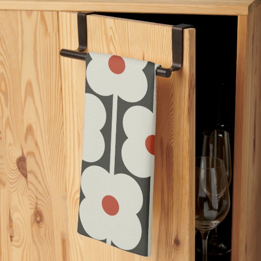 Abacus Bloem Tomaat Rood Raster Patroon Theedoek (Derde Gevouwen)