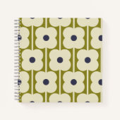 Abacus Flower Lined Eyelet Olive and Blue Notitieboek (Voorkant)