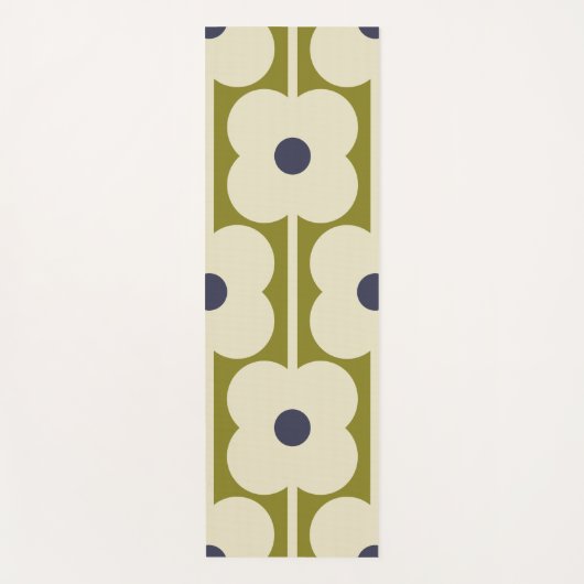 Abacus Flower Lined Eyelet Olive and Blue Yogamat (Voorkant)