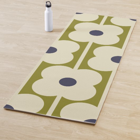 Abacus Flower Lined Eyelet Olive and Blue Yogamat (In situ)