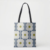 Abacus Flower Lined Eyelet Wit en Blauw Tote Bag (Voorkant)