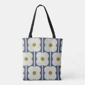 Abacus Flower Lined Eyelet Wit en Blauw Tote Bag (Achterkant)