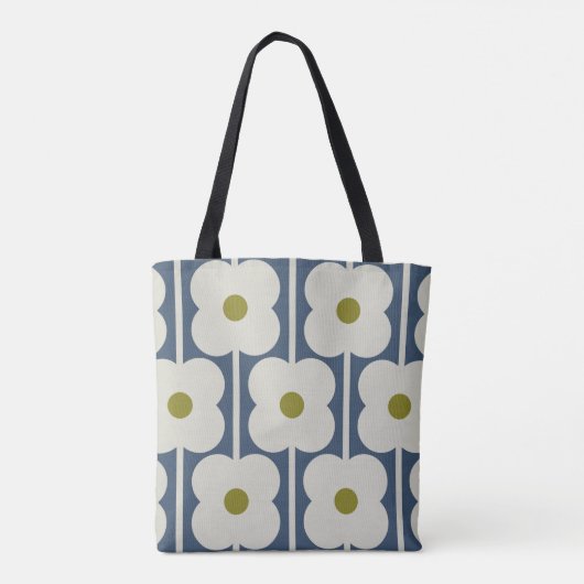 Abacus Flower Lined Eyelet Wit en Blauw Tote Bag (Achterkant)