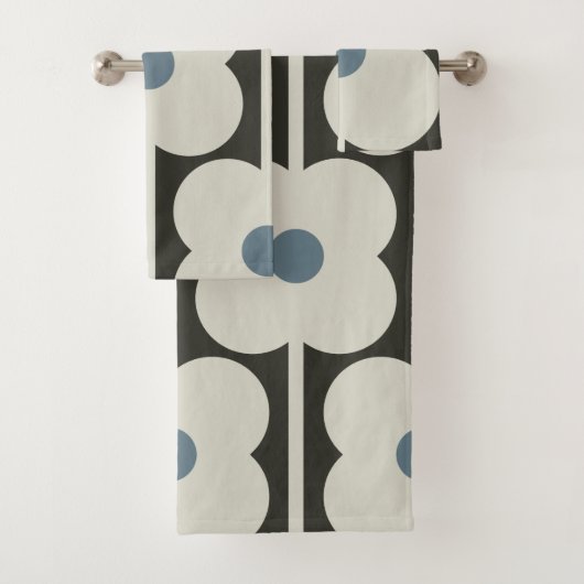 Abacus Flower Powder Blue - Retro eigentijds Bad Handdoek (Insitu)
